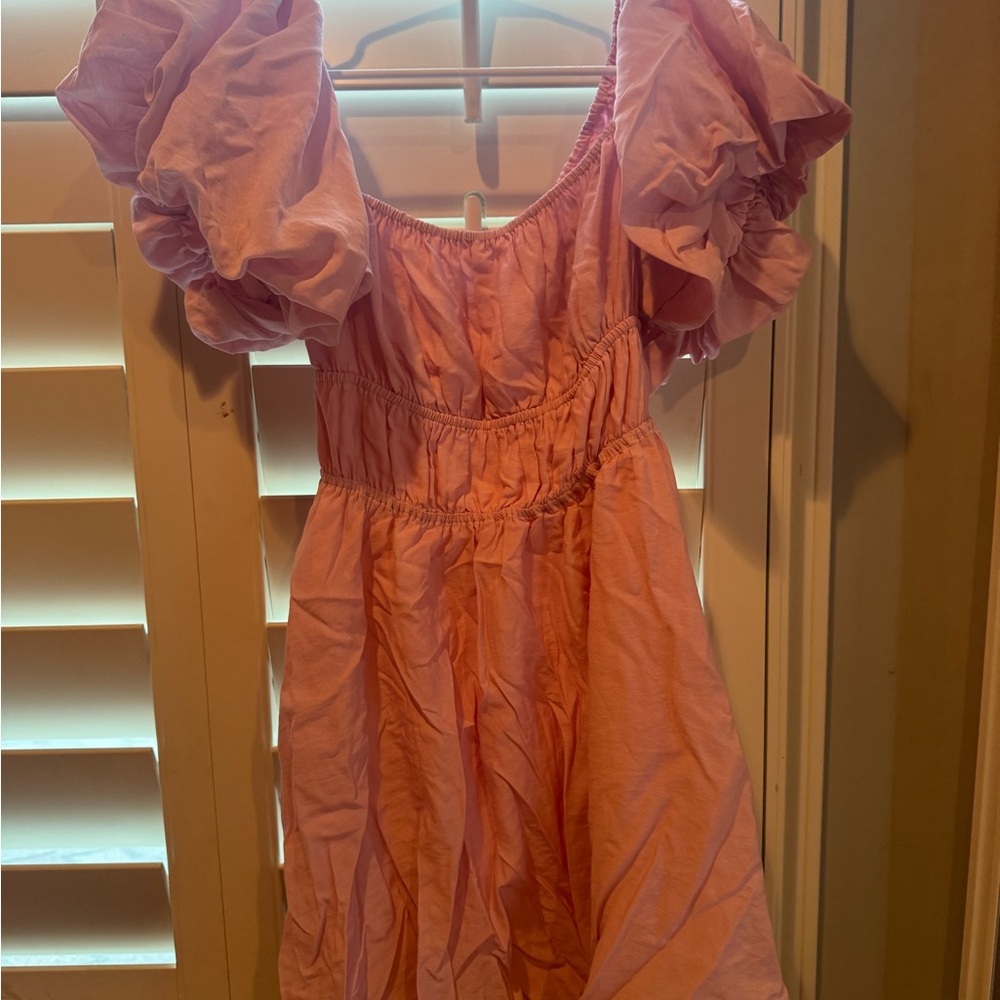 American Threads Blush Puff Sleeve Dress